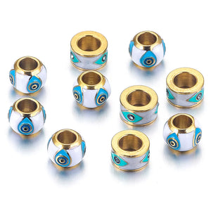 5pcs Stainless Steel Eye Charm Beads Large Hole Crystal Bead for DIY Jewelry