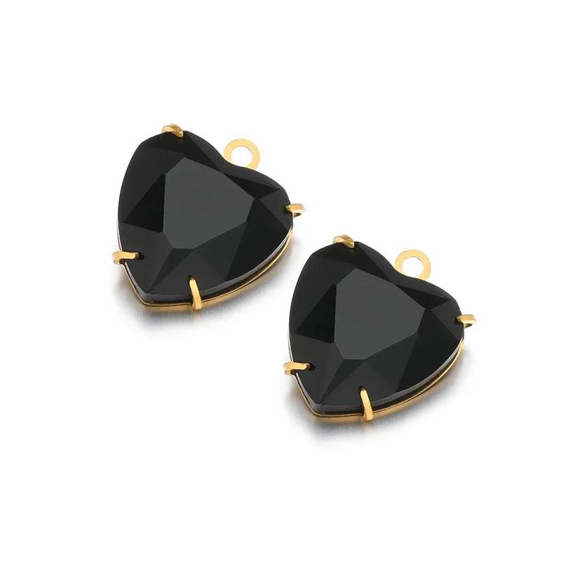 5pcs Heart Gemstone Charms Pendants for Earrings Necklace Making