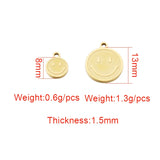 5pcs Stainless Steel Smile Charm Gold/Silver Metal Face Charms