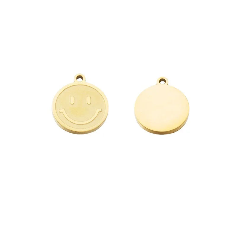 5pcs Stainless Steel Smile Charm Gold/Silver Metal Face Charms