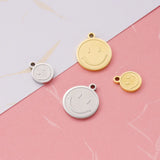 5pcs Stainless Steel Smile Charm Gold/Silver Metal Face Charms