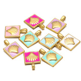 5pcs Stainless Steel Square Flower Charms for DIY Jewelry Making