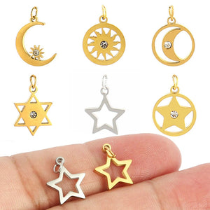 5pcs Stainless Steel Star Charms DIY Jewelry Making Components