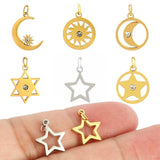 5pcs Stainless Steel Star Charms DIY Jewelry Making Components