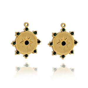 5pcs Stainless Steel Star Zircon Charms Necklace Sun Pendants DIY Jewelry