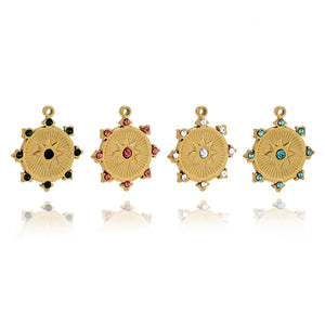 5pcs Stainless Steel Star Zircon Charms Necklace Sun Pendants DIY Jewelry