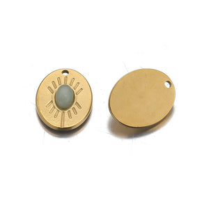 5pcs Stainless Steel Sun Flower Charms Natural Stone Pendants DIY Jewelry