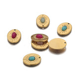 5pcs Stainless Steel Sun Flower Charms Natural Stone Pendants DIY Jewelry