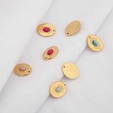 5pcs Stainless Steel Sun Flower Charms Natural Stone Pendants DIY Jewelry