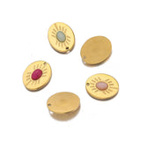 5pcs Stainless Steel Sun Flower Charms Natural Stone Pendants DIY Jewelry