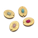 5pcs Stainless Steel Sun Flower Charms Natural Stone Pendants DIY Jewelry