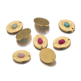 5pcs Stainless Steel Sun Flower Charms Natural Stone Pendants DIY Jewelry