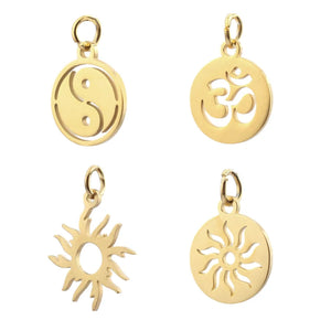 5pcs Stainless Steel Sunflower OM TaiChi Earrings Pendants Charms
