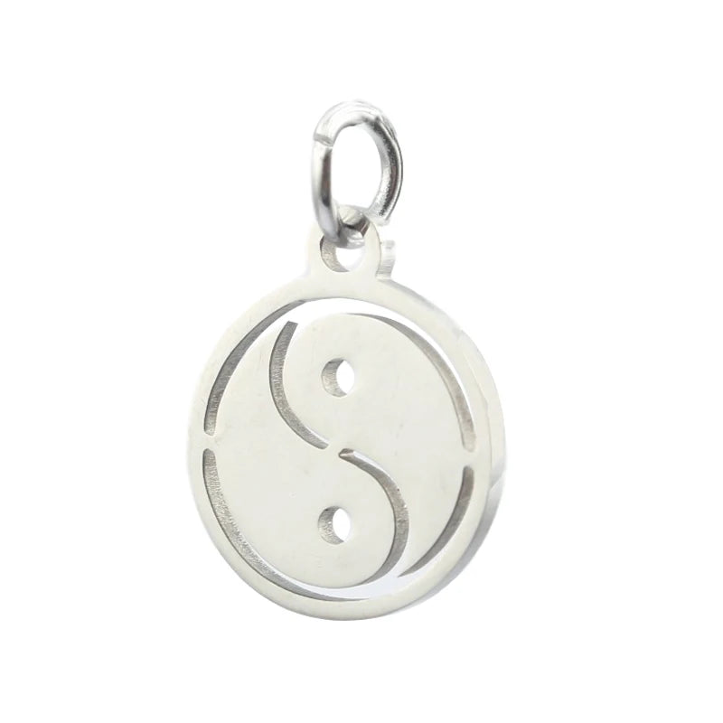 5pcs Stainless Steel Sunflower OM TaiChi Earrings Pendants Charms