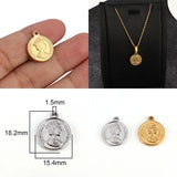 5pcs Stainless Steel Queen Coin Charms for Jewelry Making