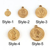 5pcs Stainless Steel Queen Coin Charms for Jewelry Making