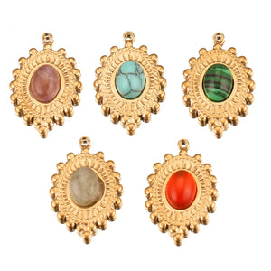 5pcs Teardrop Charms Natural Stone Pendants for Necklace Making