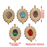 5pcs Teardrop Charms Natural Stone Pendants for Necklace Making