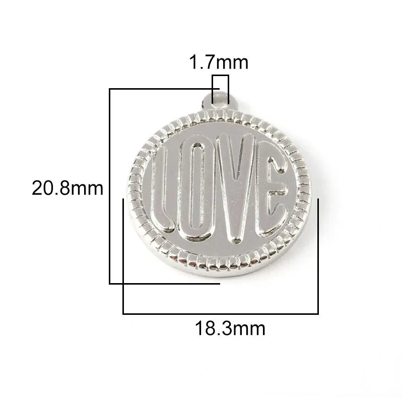 5pcs Stainless Steel Round Pendant Charms for DIY Jewelry Making