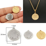5pcs Stainless Steel Round Pendant Charms for DIY Jewelry Making