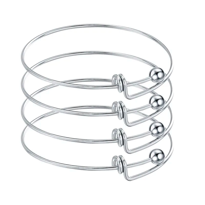 5pcs Stainless Steel Wire Bracelets For DIY Charm Bangle Jewelry