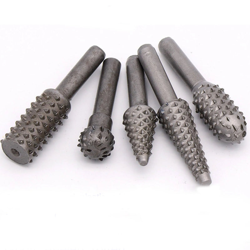 5pcs Steel Rotary Rasp Files Milling Cutter Burrs Bits 6mm Shank