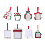 5pcs Sublimation Christmas Pendants Metal Ornaments Xmas Tree Decor for Home