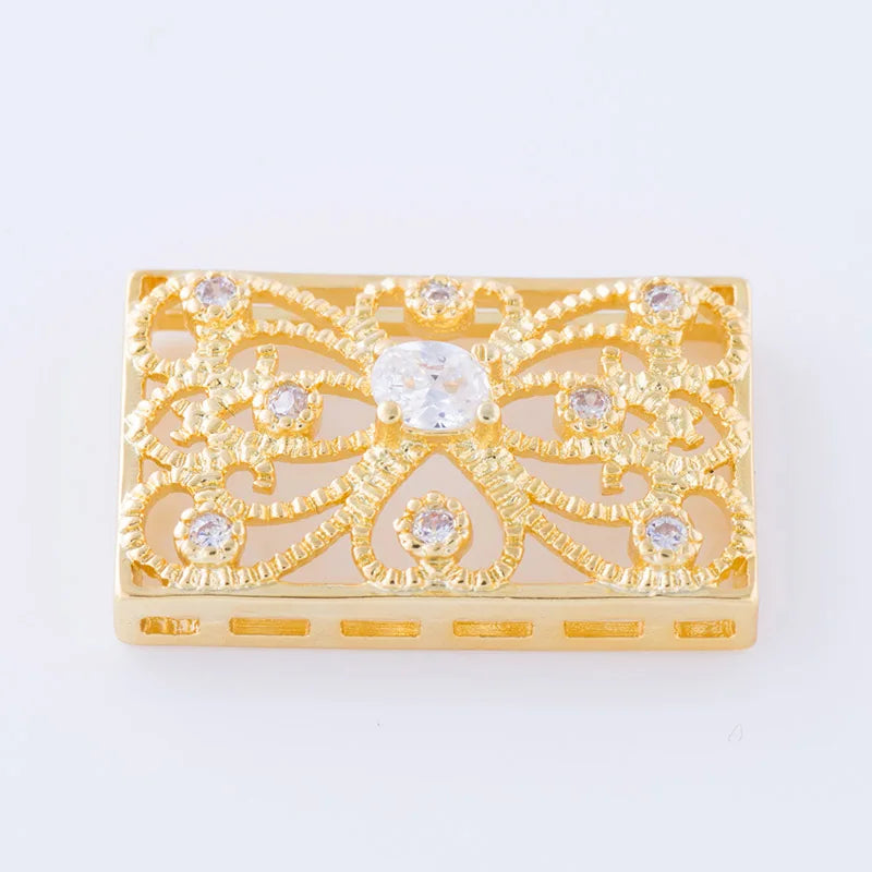 5pcs Zircon Flower Charms Bracelet Necklace DIY Vintage Accessories