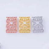 5pcs Zircon Flower Charms Bracelet Necklace DIY Vintage Accessories