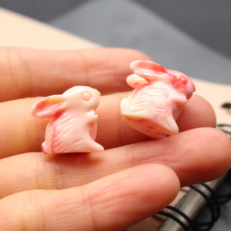 5pcs Coral Rabbit Beads Jewelry Making 17x16mm Animal Bead