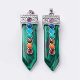 5pcs Mixed Stone Sword Shape Chakra Pendants for DIY Necklace