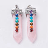 5pcs Mixed Stone Sword Shape Chakra Pendants for DIY Necklace