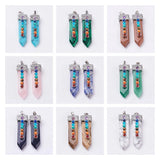 5pcs Mixed Stone Sword Shape Chakra Pendants for DIY Necklace