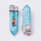 5pcs Mixed Stone Sword Shape Chakra Pendants for DIY Necklace
