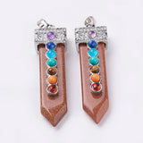 5pcs Mixed Stone Sword Shape Chakra Pendants for DIY Necklace