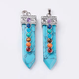 5pcs Mixed Stone Sword Shape Chakra Pendants for DIY Necklace