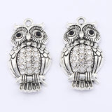 5pcs Colorful Rhinestone Owl Charms Pendants for DIY Jewelry Making