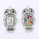 5pcs Colorful Rhinestone Owl Charms Pendants for DIY Jewelry Making