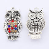 5pcs Colorful Rhinestone Owl Charms Pendants for DIY Jewelry Making