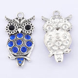 5pcs Colorful Rhinestone Owl Bird Charms Pendants For DIY Necklace Making