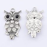 5pcs Colorful Rhinestone Owl Bird Charms Pendants For DIY Necklace Making