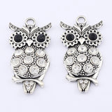 5pcs Colorful Rhinestone Owl Bird Charms Pendants For DIY Necklace Making