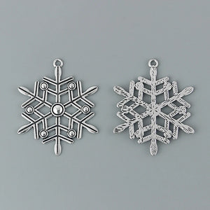5pcs Tibetan Silver Large Hollow Snowflake Charms Pendants 58x47mm