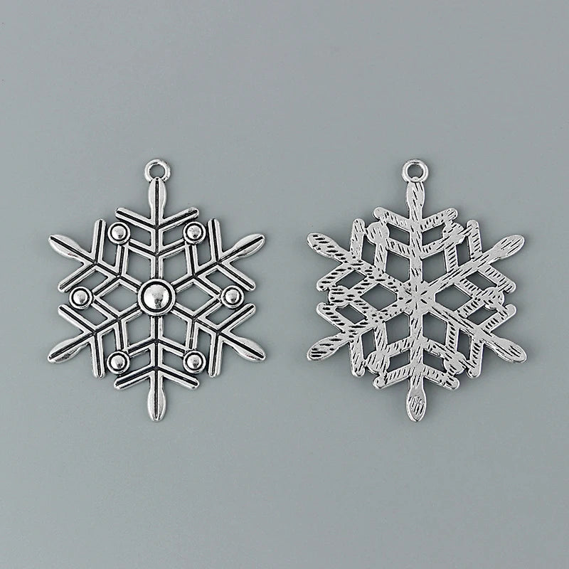 5pcs Tibetan Silver Large Hollow Snowflake Charms Pendants 58x47mm