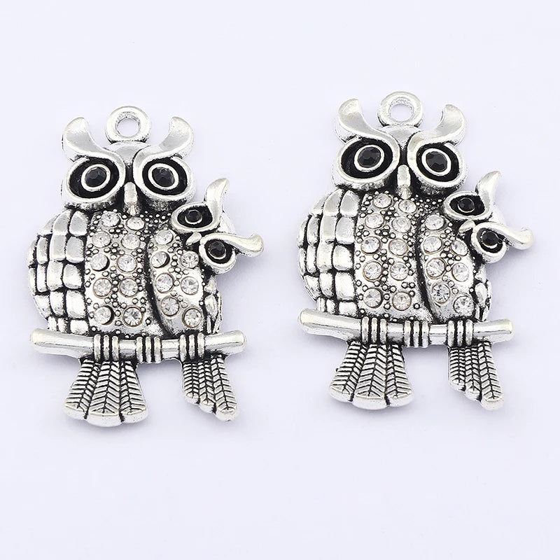 5pcs Tibetan Silver Owl Charms Pendant DIY Jewelry Making Supplies