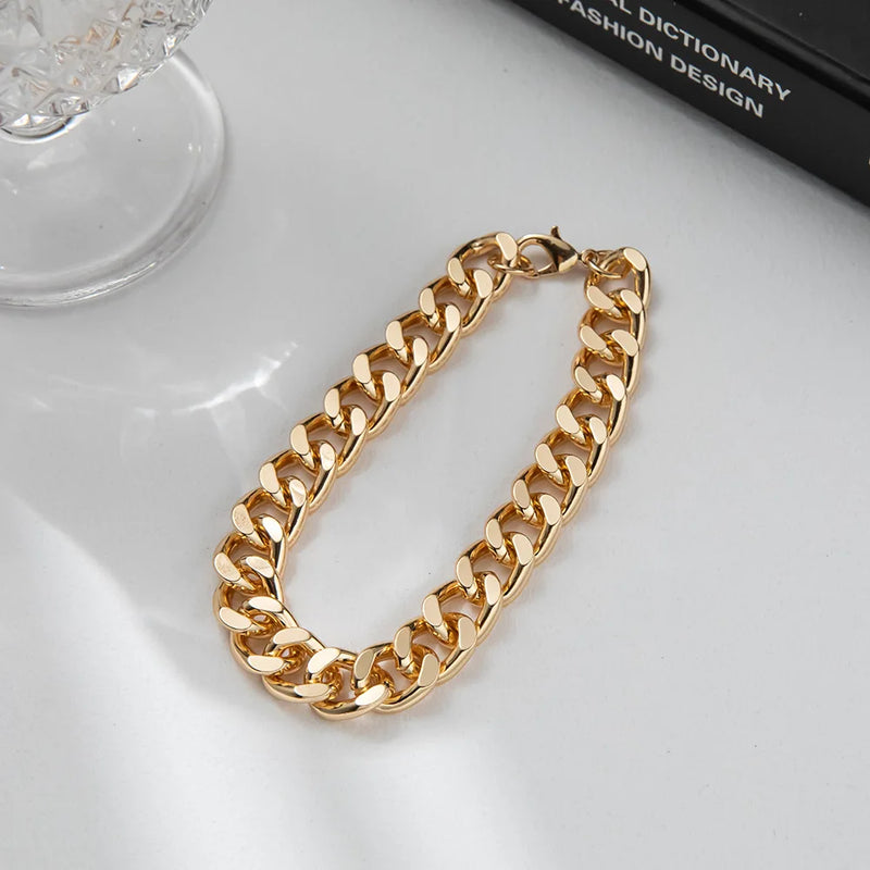 Titanium Steel Cuban Chain Bracelet Link Chain Bangle for Women Men