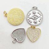 Silver Evil Eye Coin Pendant with Heart Zircon
