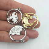 5pcs Vintage Hollow Mountain Fire Pendant Jewelry