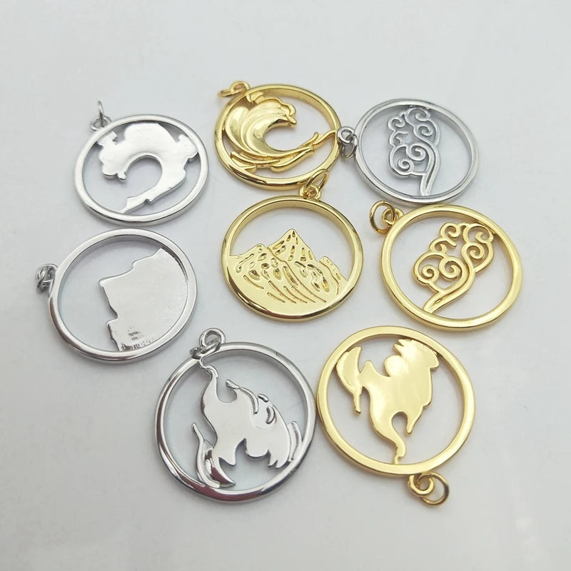 5pcs Vintage Hollow Mountain Fire Pendant Jewelry