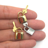 5pcs Silver Plated Lock Key Shape Pendant Metal Charm for DIY Girl Necklace